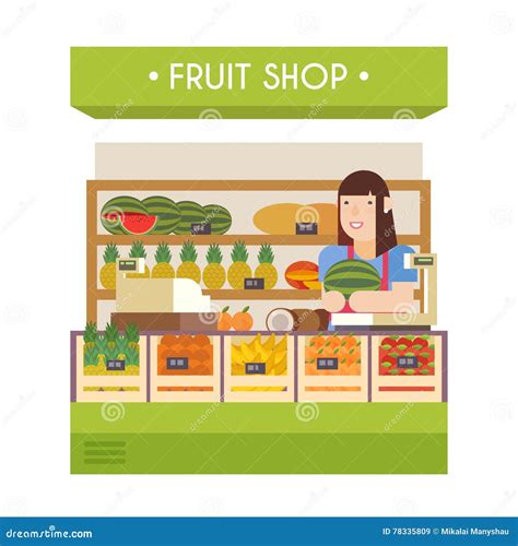 Fruit shop stock vector. Illustration of mango, kiwi - 78335809