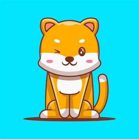 Cute Shiba Cartoon Vector Illustration. World Animal Day Concept ...