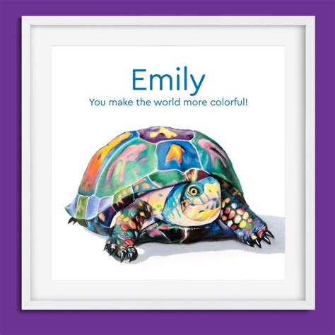 Emily name art digital download with turtle colorful. | Etsy