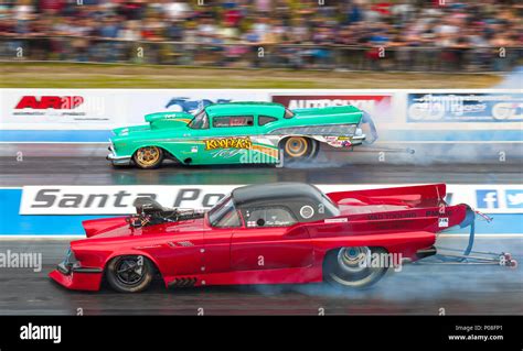 Pro Mod drag racing at Santa Pod. Kevin Slyfield 1957 Ford Thunderbird ...