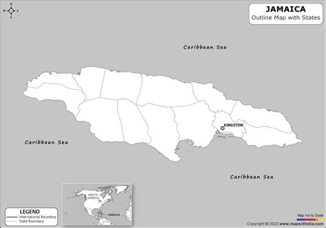 Jamaica Outline Map | Jamaica Outline Map with State Boundaries