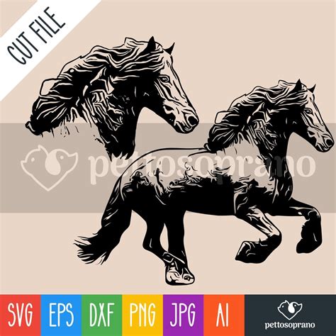 Friesian Horse Instant Digital Downloadable File for Silhouette,clipart ...