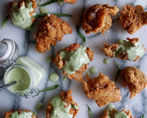 Crab Fritters with Green Goddess Dressing - The Original Dish