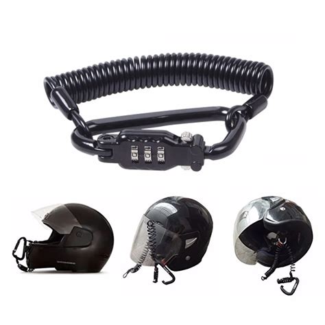 Tough Motorcycle Helmet Lock With 3 digit Combination Password Lock And 6 Feet Steel Cable For ...