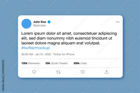 Twitter Post or Tweet Mockup With Editable Text. Vector Twitter Post ...