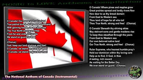 Canada National Anthem "O Canada" INSTRUMENTAL with ENGLISH lyrics - YouTube