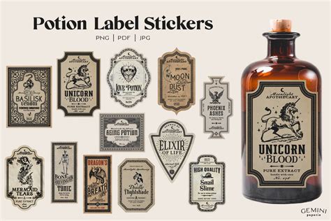 Potion Label | Halloween Potion Labels Graphic by geminipaperie · Creative Fabrica