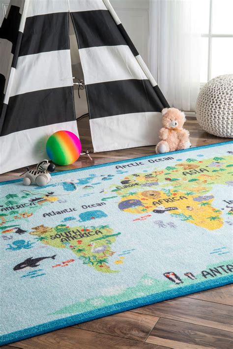 Kids World Map Rug(Size 240 x 160cm)