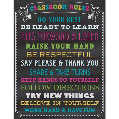 Chalkboard Brights Classroom Rules Chart - TCR7565 | Teacher Created ...