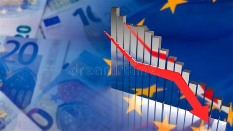 The Business Chart Arrow Down on EURO Flag Background 3d Rendering Stock Illustration ...