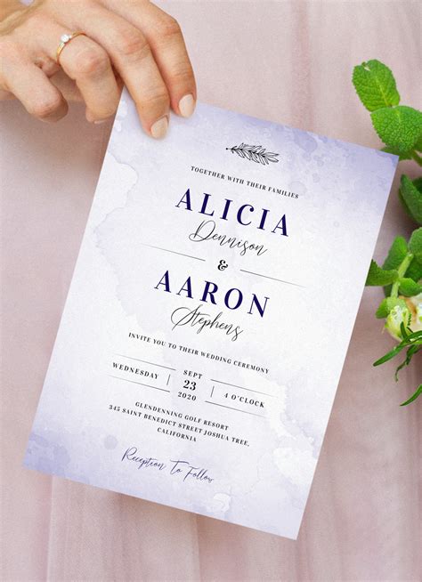 Download Printable Violet Watercolor Wedding Invitation PDF