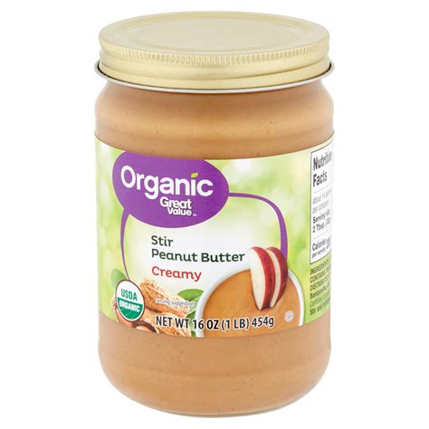 (3 pack) (3 Pack) Great Value Organic Creamy Stir Peanut Butter, 16 oz - Walmart.com