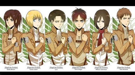 Attack on Titan - Sasha, Armin, Levi, Eren, Mikasa, and Jean | Attack ...