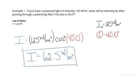 Calculating the Intensity of a Polarized Wave | Physics | Study.com