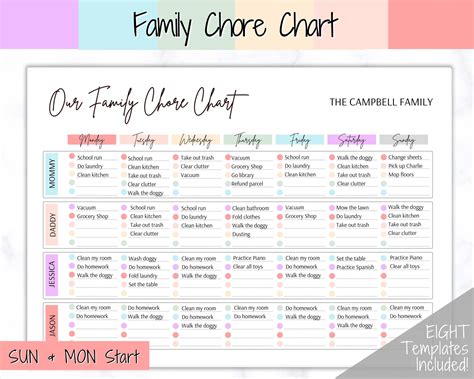 Free Printable Family Chore Chart Template