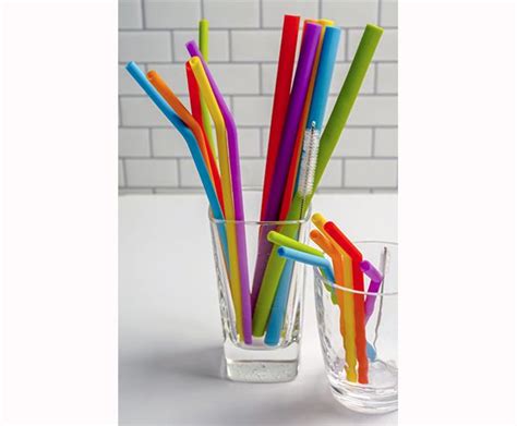 R.S.V.P. Silicone and Stainless Drinking Straws - Artichoke OTR