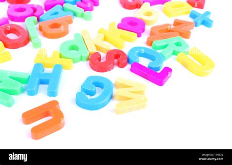 Colorful magnetic letters isolated on white Stock Photo - Alamy