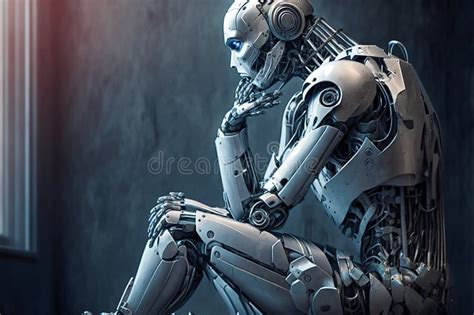 Robot Thinking about. Generative AI Stock Illustration - Illustration ...