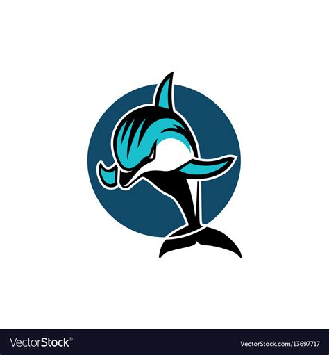 Dolphin in a circle sport logo emblem Royalty Free Vector