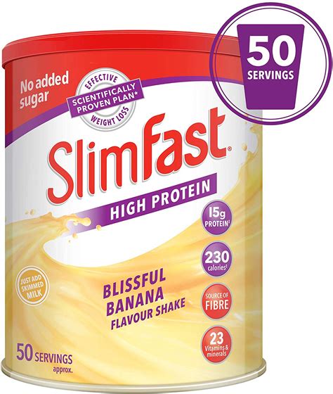 SlimFast High Protein Meal Replacement Powder Shake, Blissful Banana ...