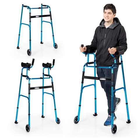 Buy GoplusWalkers for Seniors, Foldable Standard Walker with 5’’ Wheels and Removable Padded ...