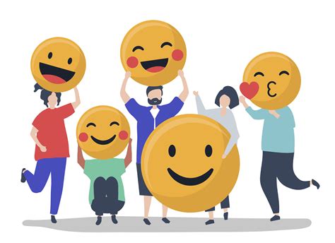 Characters of people holding positive emoticons illustration - Download Free Vectors, Clipart ...