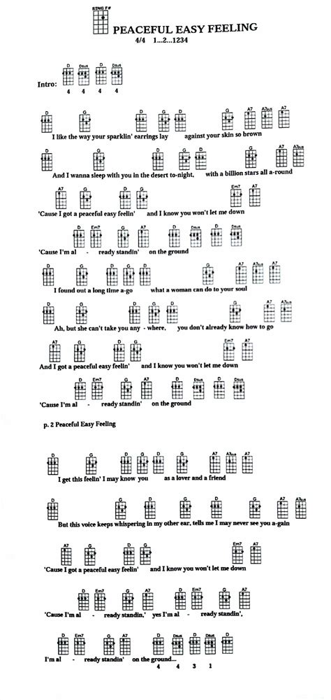 Peaceful Easy Feeling | Ukelele chords songs, Ukulele songs, Guitar chords for songs