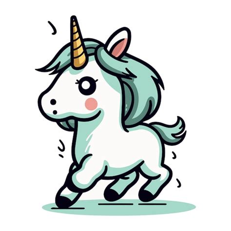 Premium Vector | Unicorn running vector illustration cute cartoon unicorn character