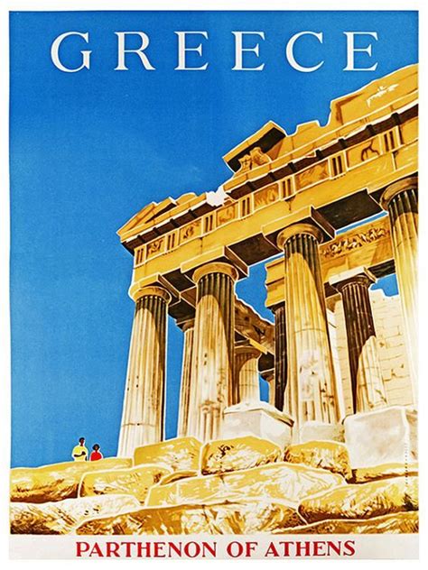 Parthenon of Athens - Greece Tourism Poster, Retro Travel Poster, Vintage Travel Posters, Greece ...