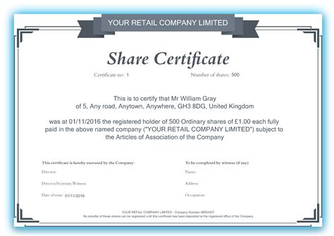 Template Of Share Certificate - Sampletemplate.my.id