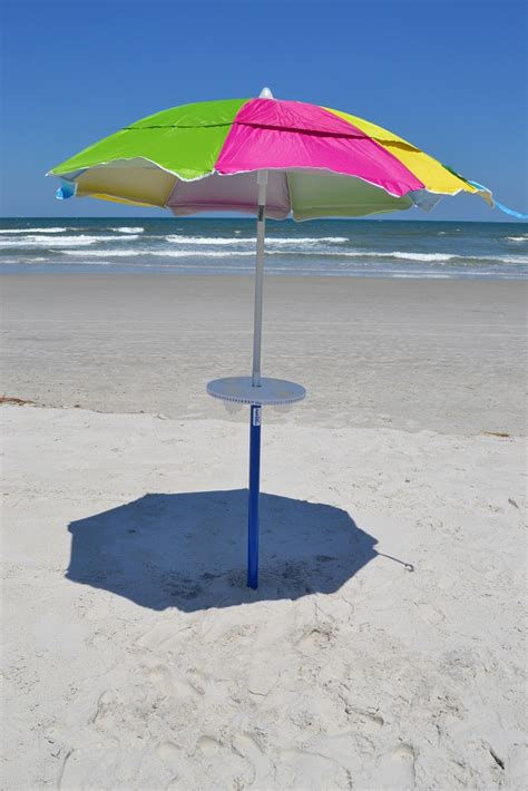 Beach umbrella table with drink holder sand anchor stools | AugHog ...