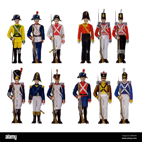 Peninsular war troop uniforms. Spanish, British, Portuguese and French armies. Illustrated by F ...