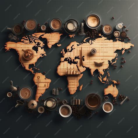 Premium Photo | Coffee beans world map illustration represents ...