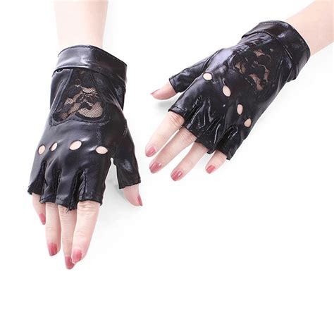 DoreenBow New Fashion Half Finger Leather Gloves Soft Lace Trim Sexy Gloves Ladies Dance Costume ...