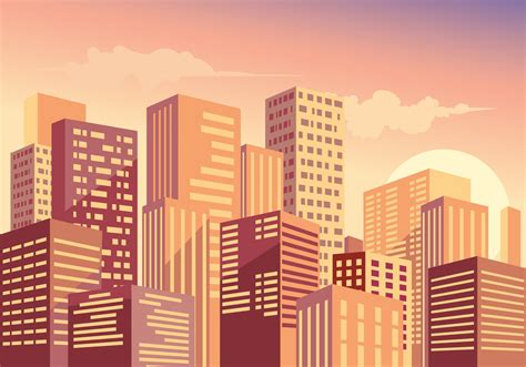 Beautiful Cityscape at Sunset 227400 Vector Art at Vecteezy