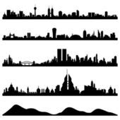 Los Angeles city skyline silhouette background — Stock Vector © ray_of_light #30596439