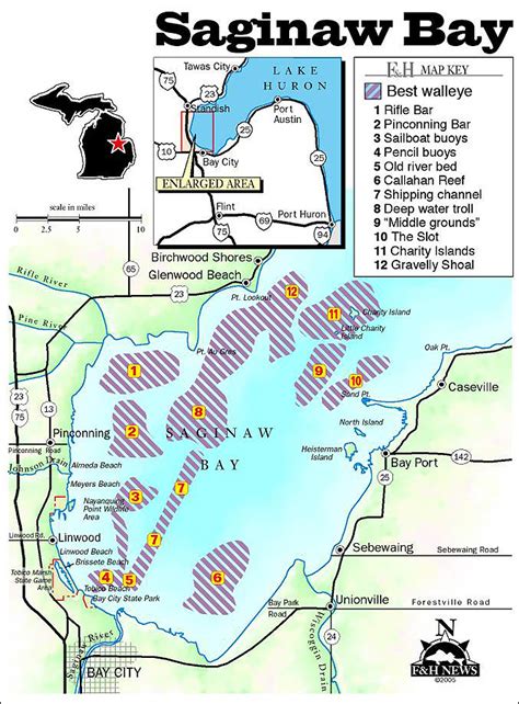 Saginaw Bay Fishing Hot Spots Map - Houses For Rent Near Me