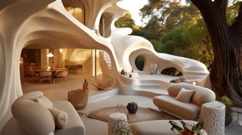 Premium AI Image | The modern weird shape house with patio and ...