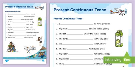 Present Continuous Tense Worksheet KSSR (teacher made)