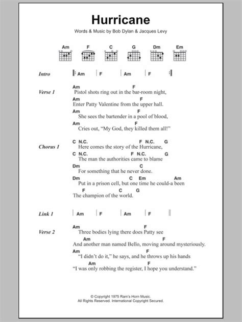 Hurricane by Bob Dylan - Guitar Chords/Lyrics - Guitar Instructor