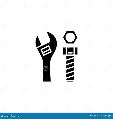 Adjustable Spanner Black Icon Concept. Adjustable Spanner Flat Vector ...