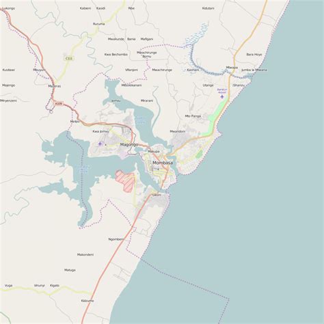 Editable City Map of Mombasa – Map Illustrators