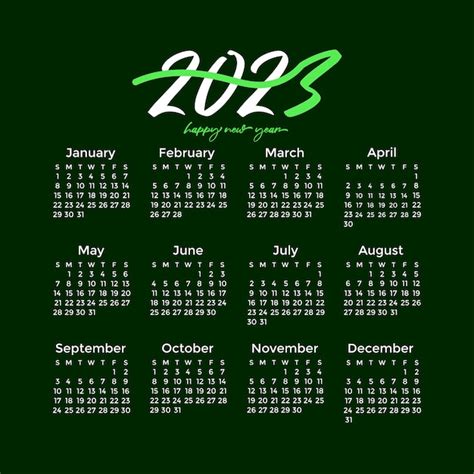 Premium Vector | Happy new year 2023 green calendar banner illustration