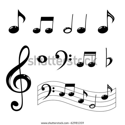 Various Musical Notes Black Stock Vector (Royalty Free) 62981359