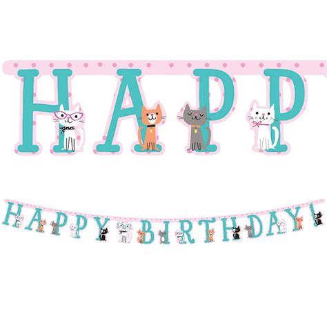 Purrfect Cat Birthday Banner 10ft x 7in | Party City | Cat birthday party, Kids birthday party ...