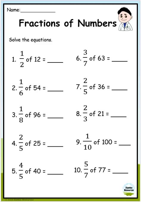 fractions of whole numbers worksheet randomly generated - fraction of a number 5th grade math ...