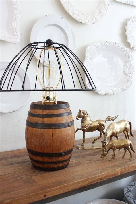 DIY Reclaimed Barrel Lamp & Wire Cage Lampshade - The Inspired Room