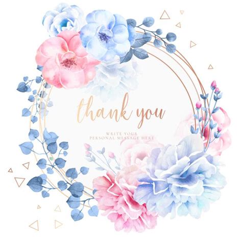 Free Vector | Beautiful Thank You Card with Watercolor Flowers | Watercolor flower wreath ...