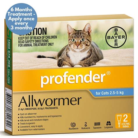 Profender Spot-on Allwormer for Cats 2.5kg to 5kg - Blue 2 Pack Cat All Wormer | eBay