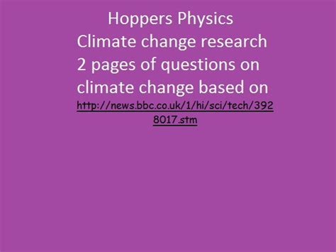 Hoppers Physics climate change research | Teaching Resources